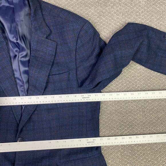 Peter Millar Windowpane Blazer Sport Coat Men's 42R Fit 42S Blue Soft Wool Plaid - Picture 10 of 16